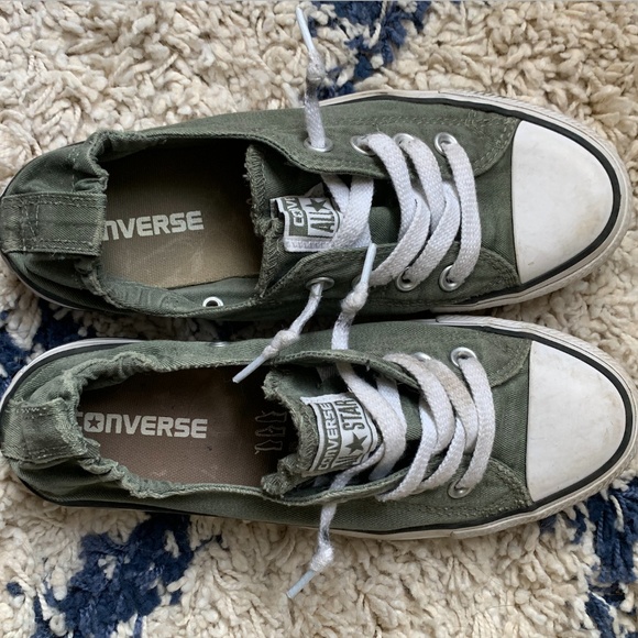 olive green converse shoreline